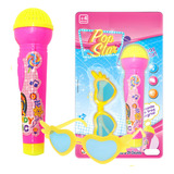 Microfone Infantil Com Óculos Luz E Som Menina Pop Star Atacarejo Kids