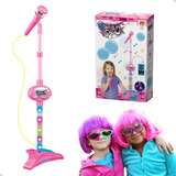 Microfone Infantil Dm Toyd Pedestal Conecta Celular Luz Voz