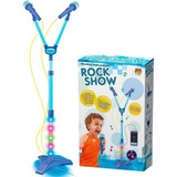 Microfone Infantil Duplo Rock C Som Música Conecta Mp3 Azul