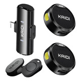 Microfone Kaidi Lightning Sem Fio Duplo Lapela Redondo Micro