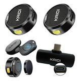 Microfone Kaidi Tipo C Sem Fio Duplo Lapela Redondo Micro