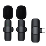 Microfone Lapela Duplo Sem Fio 2 Em 1 Plug And Play iPhone Cor Android tipo C 