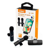 Microfone Lapela Duplo Sem Fio Compatível C iPhone E iPad Cor Preto
