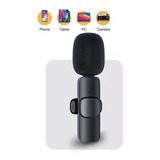 Microfone Lapela Sem Fio Compatível Android Usb C Type C Cor Preto Lavalier