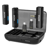 Microfone Lapela Sem Fio Duplo Boya Link Case Recarga