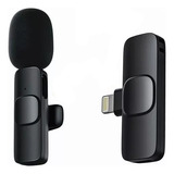 Microfone Lapela Wireless 2 4g Sem Fio Para iPhone iPad S02 Cor Preto