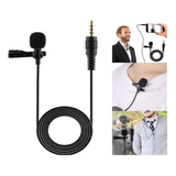 Microfone Lavalier 3 5mm Para Celular 1 5m Radio Filmagem Cor Preto