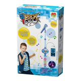 Microfone Pedestal Infantil C  Luz Conecta Celular Brinquedo Cor Azul