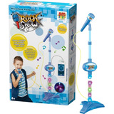 Microfone Pedestal Infantil Rock Show Mp3 Luz E Som Azul Dm