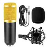 Microfone Profissional Para Podcast Condensador Tomate Mt 1025 Gravação Podcast Cor Preto E Dourado