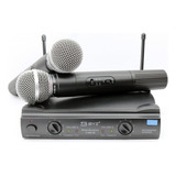 Microfone Profissional Sem Fio Duplo Uhf Ideal Para Karaokê