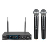 Microfone S Fio Duplo Uhf Profissional Dinâmico Devox Dx 580 Cor Preto