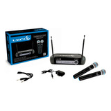 Microfone Sem Fio Bivolt Duplo Lyco Vh02max mm 4 Pilhas Cor Preto