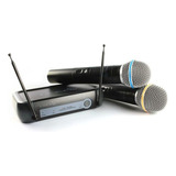 Microfone Sem Fio Bivolt Duplo Lyco Vh02max mm 4 Pilhas Cor Preto