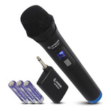 Microfone Sem Fio De Mão Dinâmico Display Led Karaokê Uhf