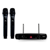 Microfone Sem Fio Devox Dx 158 Vhf Duplo 2 Canais Top Cor Preto