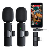Microfone Sem Fio Duplo Lapela Profissional Android iPhone Cor Tipo c android 