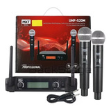 Microfone Sem Fio Duplo Mxt Uhf-520m 96 Canais Display Cor Preto