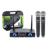 Microfone Sem Fio Duplo Recarregável Uhf Karsect Krd200 Dr