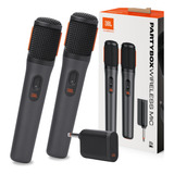 Microfone Sem Fio Jbl Profissional Duplo Dinâmico Cor Preto