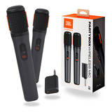 Microfone Sem Fio Jbl Profissional Duplo Dinâmico Cor Preto