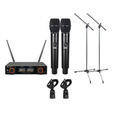 Microfone Sem Fio Kadosh K402m Duplo Mão Pedestais