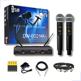 Microfone Sem Fio Mão Duplo Alta Qualidade 2 Cabos Xlr