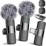 Microfone Sem Fio Mini Mic Pro Para IPhone- IPad- Android- Microfone De Lapela Para Gravação De Vídeo- 2 Unidades De Microfones- Gravação Cristalina Com USB-C Para Podcast- ASMR