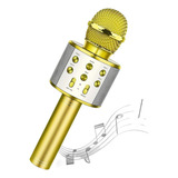 Microfone Sem Fio Youtuber Bluetooth Karaoke Reporter Cores Cor Dourado