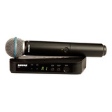 Microfone Shure Com Receptor Blx24br Beta58 Sem Fio   Preto