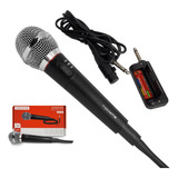 Microfone Tomate Mt 1002 Sem Fio Com Cabo Transmissor