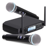 Microfone Uhf Sem Fio Duplo 50 Canais Visor Digital Karaoke