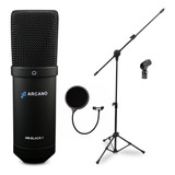 Microfone Usb Am black 1 Pedestal Pmv Pop Filter Sj