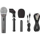 Microfone XLR-USB Dinâmico Cardioide Com Cachimbo- Tripé De Mesa- Extensão De Tripé- Windscreen- Cabo USB E Cabo XLR Q2U Samson