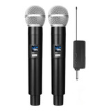Microfones Dinâmico Sem Fio Duplo Profissional Show Eventos Cor Preto