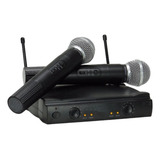 Microfones Sem Fio Profissional Dinâmico Duplo Sem Ruido Uhf Cor Preto