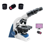 Microscopio Binocular Biologico Acromatico C Câmera Digital