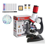 Microscópio Educacional Monocular Biologia 100x 400x 1200x Cor Branco vermelho preto