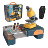 Microscópio Infantil Com Maleta Mesa E Conjunto Educacional