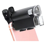 Microscopio Portatil Lupa Celular Luz Uv E Branca Zoom 100x Cor Preto