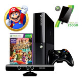 Microsoft Xbox 360 C/ 2 Controles Sem Fio+ Kinect+hd+jogo