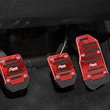 Middrivr 3 Peças De Pedal Acelerador De Embreagem De Freio De Liga De Alumínio Capa De Freio De Transmissão Manual Automática De Alumínio Pedais De Embreagem Para Carros SUV Vermelho 