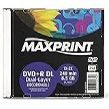 MÍDIA DVD-R Dual Layer Gravável MAXPRINT 8-5 GB - 240 MIN - 8X - Slim