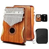 MIFOGE Kalimba Piano De Polegar 17 Teclas Com Madeira De Mogno Mbira Caixa Protetora à Prova D água Fácil De Aprender Instrumento Musical Portátil Presente Para Crianças Adultos Iniciantes