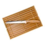 Migalheira De Bambu Tábua Para Pães Multifução E Brinde Faca