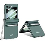 Miimall Compatible Samsung Galaxy Z Flip 5 Case With S Pen, Camera Screen Protector + Magnetic Hinge Protection Ultra-thin Hard Pc All-inclusive Case For Samsung Galaxy Z Flip 5 5g 2021 (dark Green)