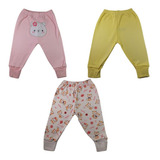 Mijão Calça Bebe Bordado Suedine Liso Kit 3 Peças Menina