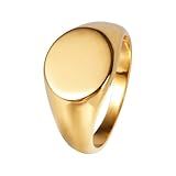 Mikovivi Anéis De Sinete Para Mulheres Anel Banhado A Ouro 304 De Aço Inoxidável Empilhável Anel De Sinete Personalizado Para Mulheres 0 43x0 75 Inch Aço Inoxidável Sem Pedra Preciosa