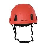 Milageto Capacete De Construção Capacete De Escalada Ventilação Capacete Rígido Ajustável Capacete De Montanhismo Para Trabalho Ao Ar Livre Espeleologia Vermelho