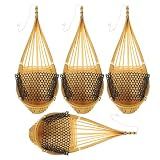 Milisten 4 Peças Plantador De Orquídeas Bambu Tailandês Pendurado Cesta De Orquídea Ninho De Pássaro Cesta De Flores De Planta Com Gancho De Metal Para Treliça Plantador De Flores